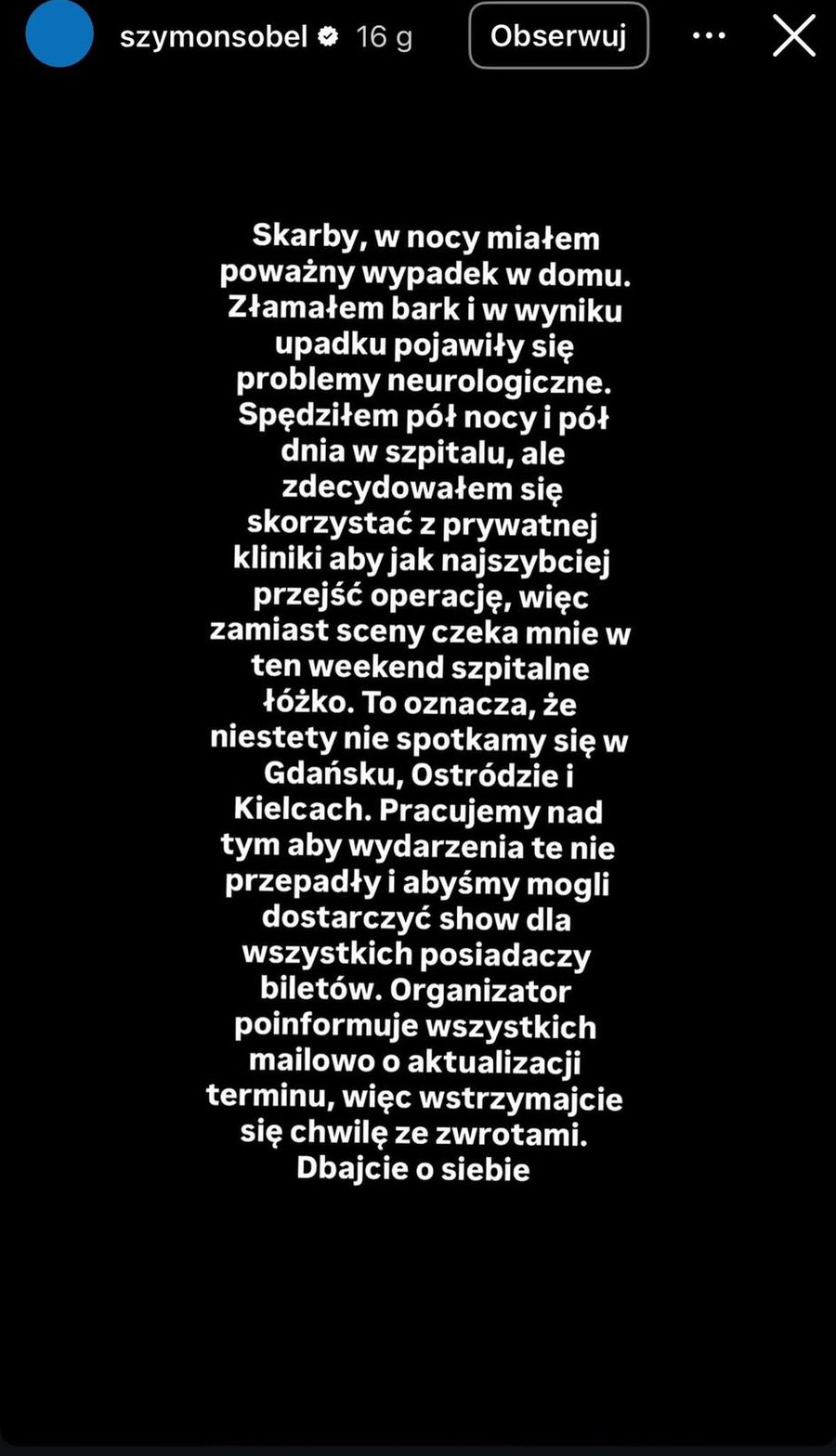 Sobel miał wypadek