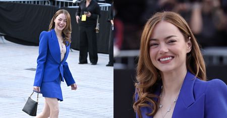 Emma Stone eksponuje dekolt w drodze na pokaz w Paryżu. Ikona mody? (ZDJĘCIA)