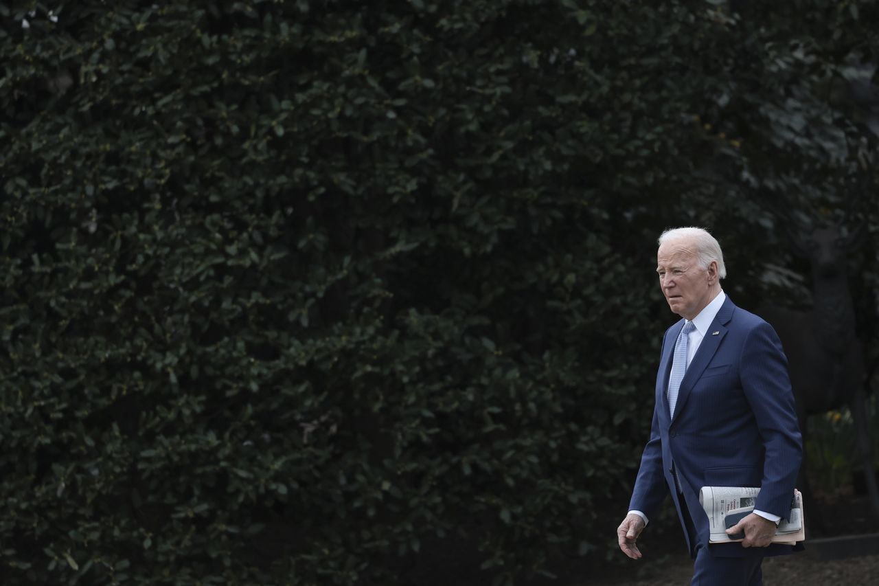 WASHINGTON, DC - MARCH 22: U.S. President Joe Biden departs the White House March 22, 2024 in Washington, DC. Biden is scheduled to spend the weekend in Delaware.  (Photo by Win McNamee/Getty Images)