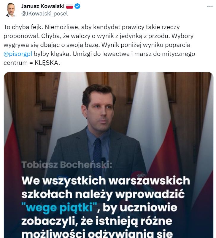 Janusz Piechociński jest oburzony propozycją Tobiasza Bocheńskiego