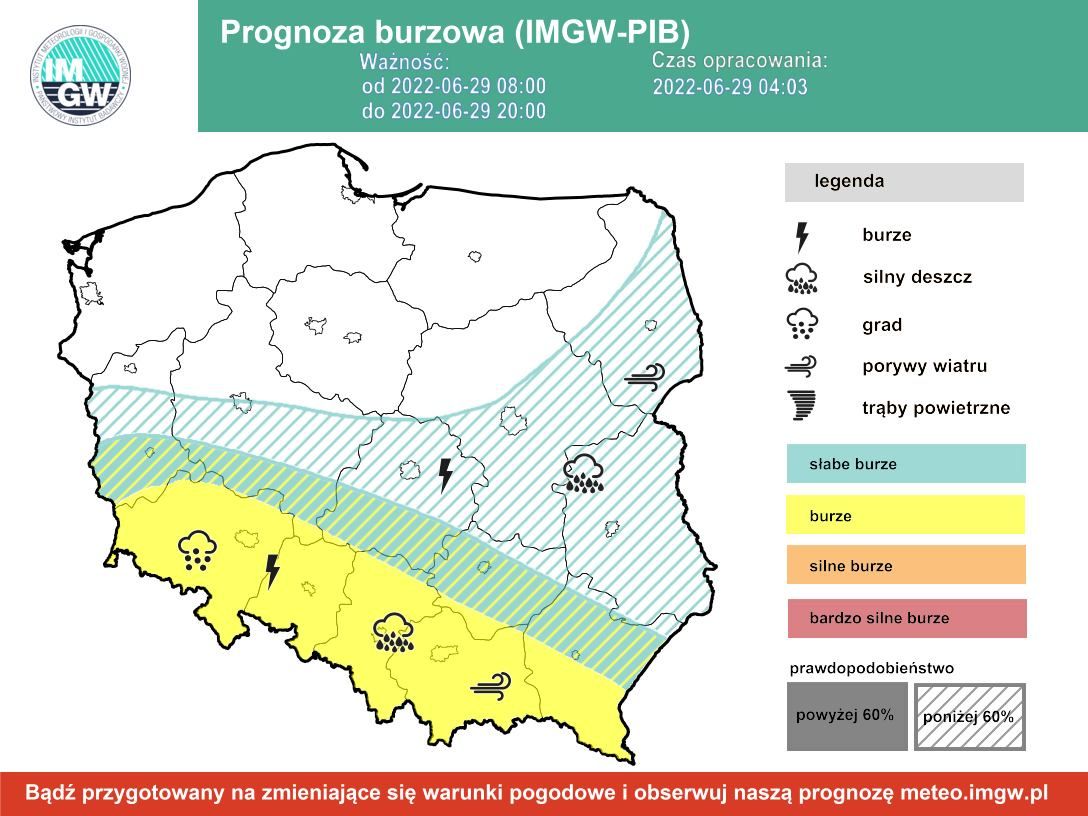 Prognoza burzowa IMGW w środę 29 czerwca [29.06 22]