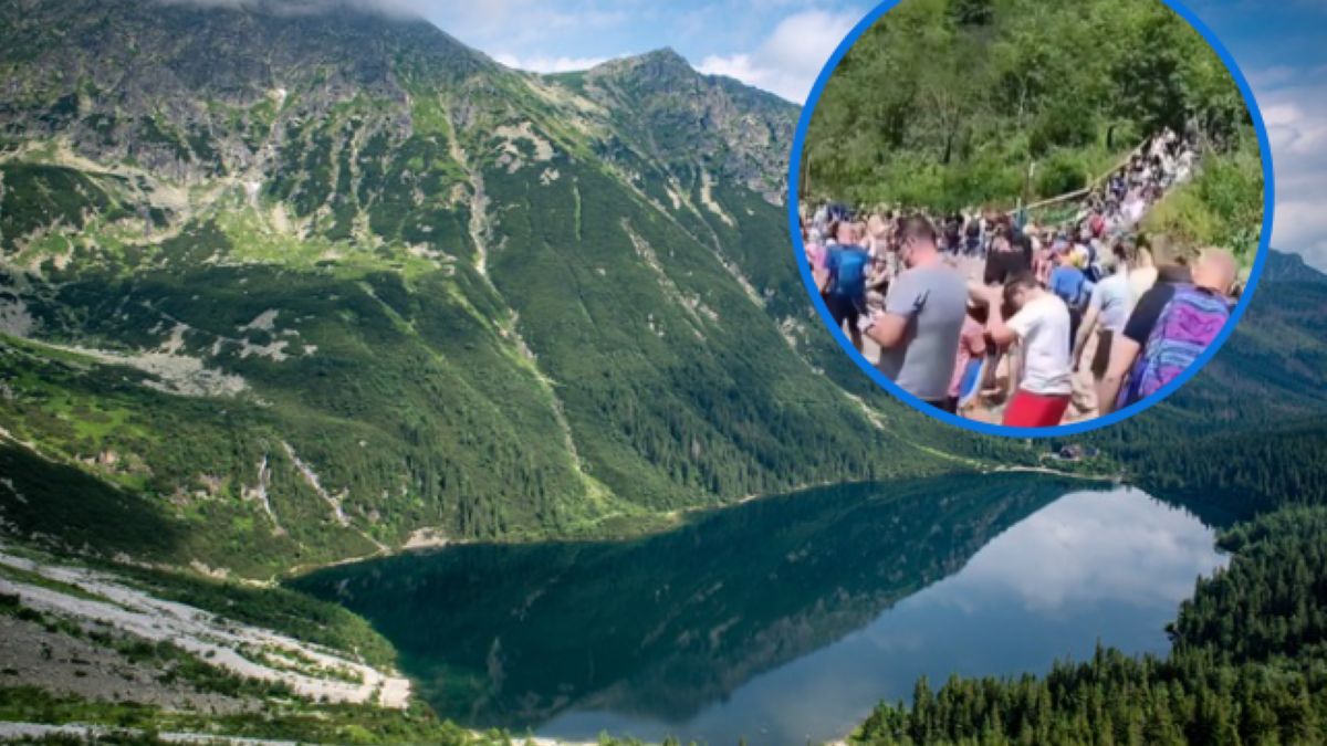 Tłumy turystów nad Morskim Okiem