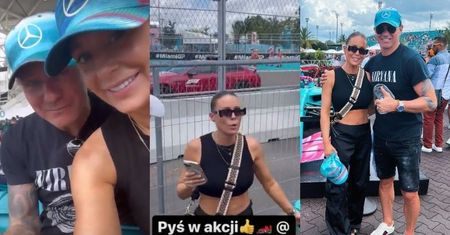 Małgorzata Rozenek i Radosław Majdan kibicują Hamiltonowi podczas wyścigu Formuły 1 w Miami: "MEGAJAZDA" (ZDJĘCIA)
