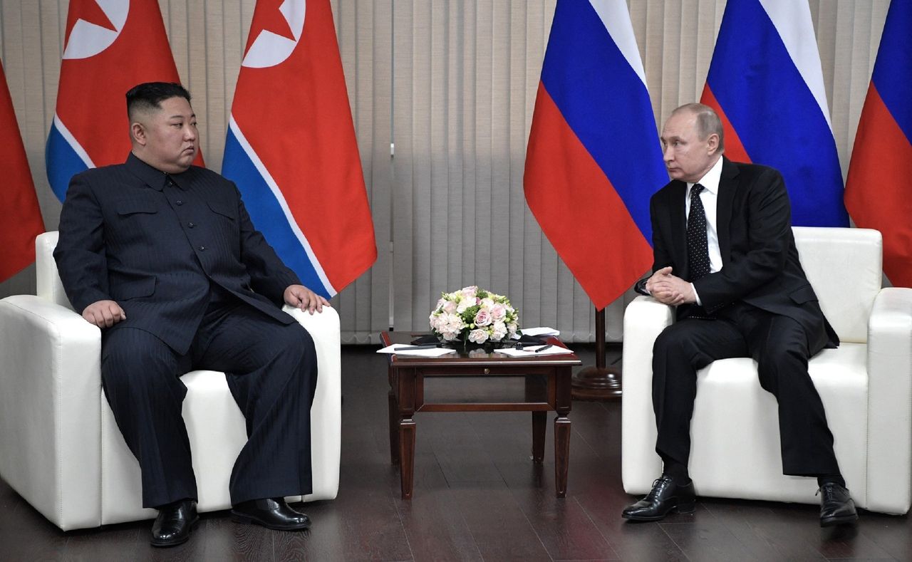 Meeting between Kim Jong Un and Vladimir Putin.