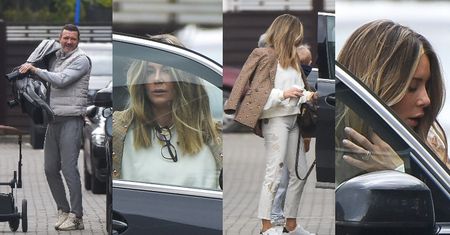 "Odstrzelona" Małgorzata Rozenek z torebką za 32 tysiące pakuje się z Radosławem Majdanem i Heniem do samochodu (ZDJĘCIA)