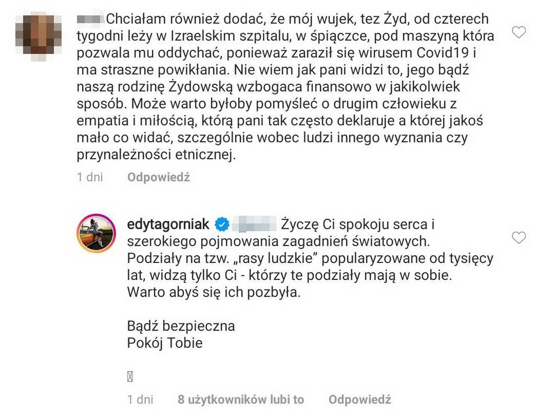 "Koronasceptyczna" Edyta Górniak przesyła miłość fance