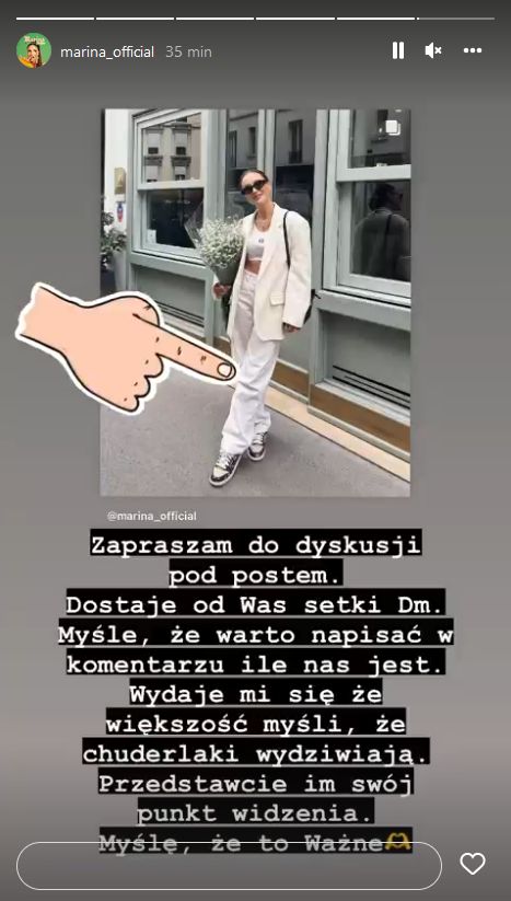 Marina Łuczenko zabiera głos w temacie komentowania wyglądu osób szczupłych