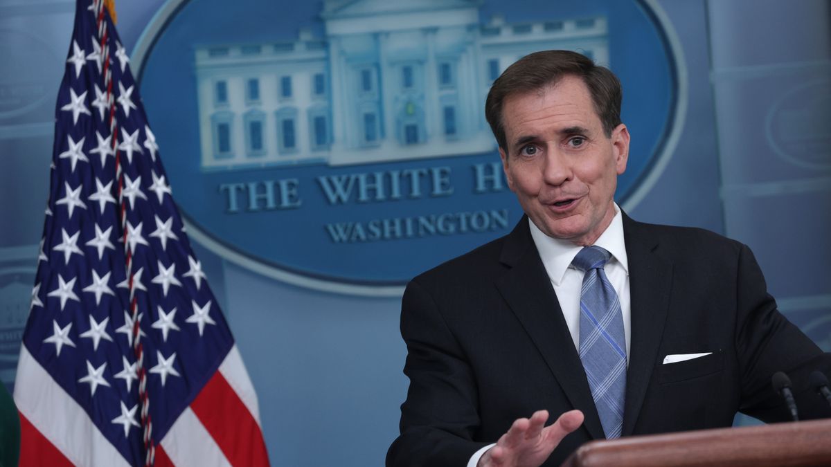 WASHINGTON, DC - APRIL 06:  Coordinator for Strategic Communications at the National Security Council John Kirby speaks during a daily news briefing at the James S. Brady Press Briefing Room of the White House on April 6, 2023 in Washington, DC. White House Press Secretary Jean-Pierre held a daily news briefing to answer questions from members of the press.  (Photo by Alex Wong/Getty Images)