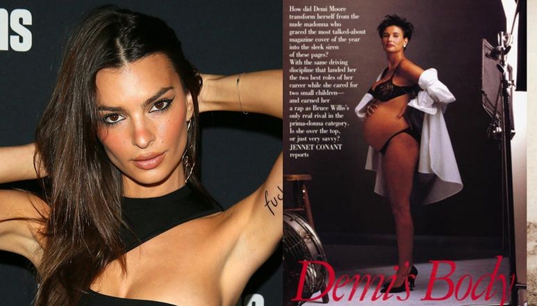 Ciężarna Emily Ratajkowski przebrała się za... Demi Moore ze słynnej sesji dla "Vanity Fair"! (FOTO)