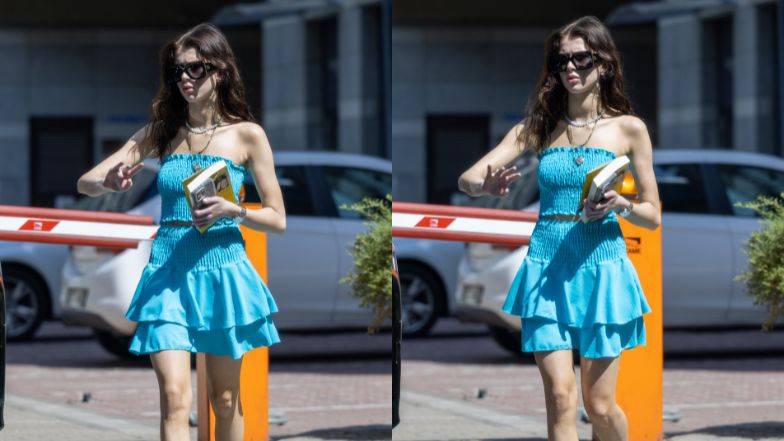 Roksana Węgiel mknie do samochodu z nietęgą miną w okularach za 1500 złotych