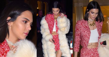 Kendall Jenner w futrze i tenisówkach