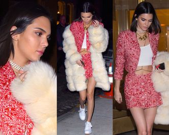 Kendall Jenner w futrze i tenisówkach