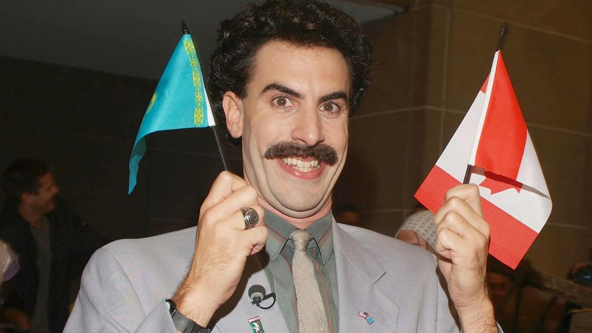 "Borat" - 2006 Toronto International Film FestivalSACHA BARON COHEN"Borat: Cultural Learnings of America for Make Benefit Glorious Nation of Kazakhstan" Premiere held  at the Ryerson Theatre, Toronto, Ontario, Canada.September 7th, 2006Ref: ADM/BPhalf length grey gray suit mustache facial hair flagswww.capitalpictures.comsales@capitalpictures.com�Brent Perniac/AdMedia/Capital PicturesCapital Pictures / OKO NA SWIAT