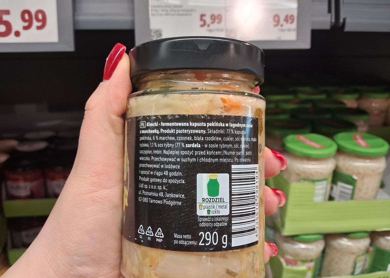 Łagodne kimchi w Lidlu skład