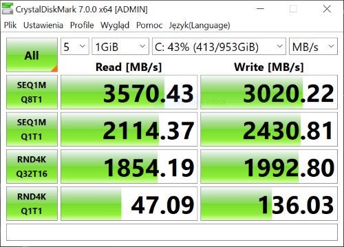 Lenovo Yoga Slim 7 test Crystal Disk Mark