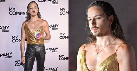 Michał Szpak w cekinowym topie i skórzanych spodniach pręży umięśnioną klatę na ściance (ZDJĘCIA)