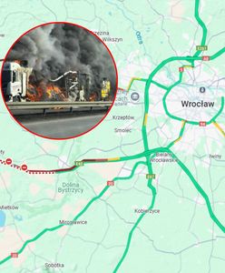 Paraliż pod Wrocławiem. Autostrada zablokowana. Samochody spłonęły