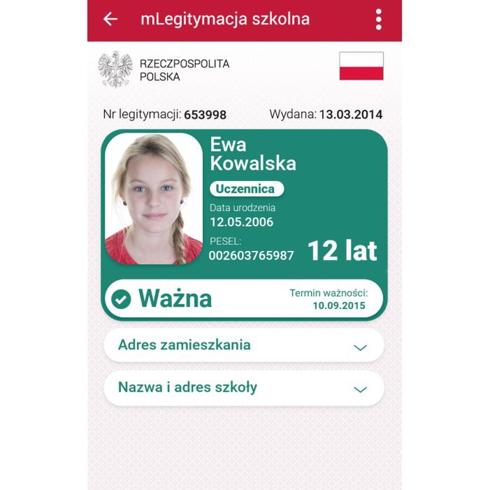 mLegitymacja szkolna