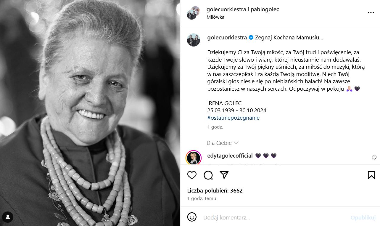 Irena Golec nie żyje