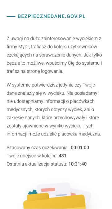 Kolejka na bezpiecznedane.gov.pl 