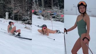 Odziana w strój kąpielowy Joanna Moro zaliczyła bolesny UPADEK na stoku narciarskim