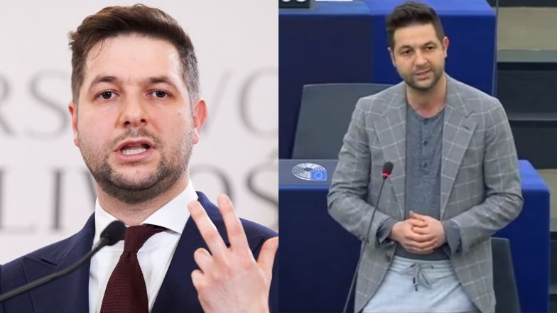 Patryk Jaki tłumaczy się z przyjścia do Parlamentu Europejskiego w "DRESACH": "To garniturowe z gumką" (FOTO)