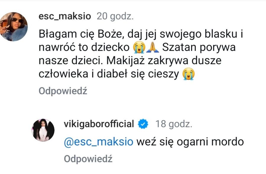 Viki Gabor konkretnie odpowiedziała obserwatorce