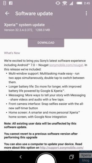 Android 7.0 Nougat Xperia Z5