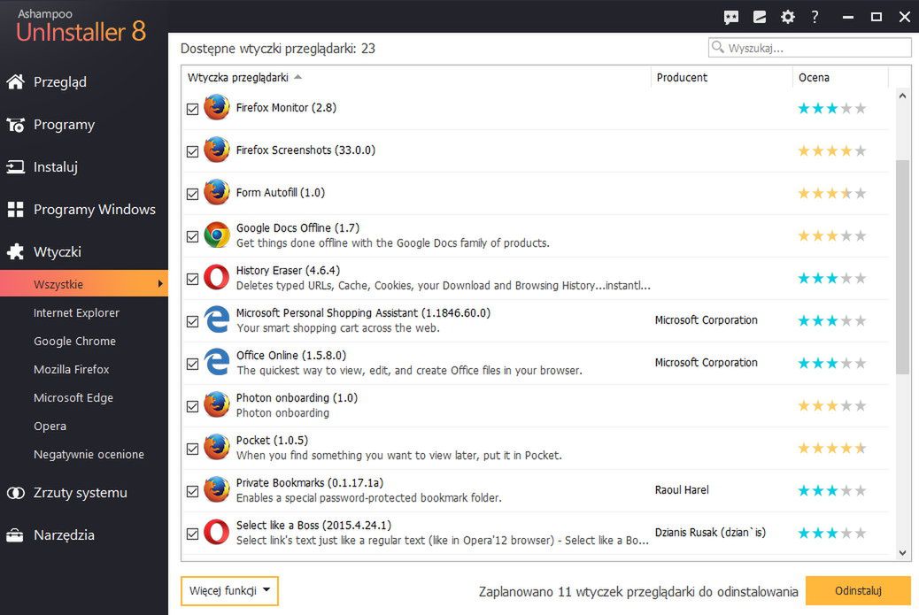 usuwanie wtyczek przeglądarek