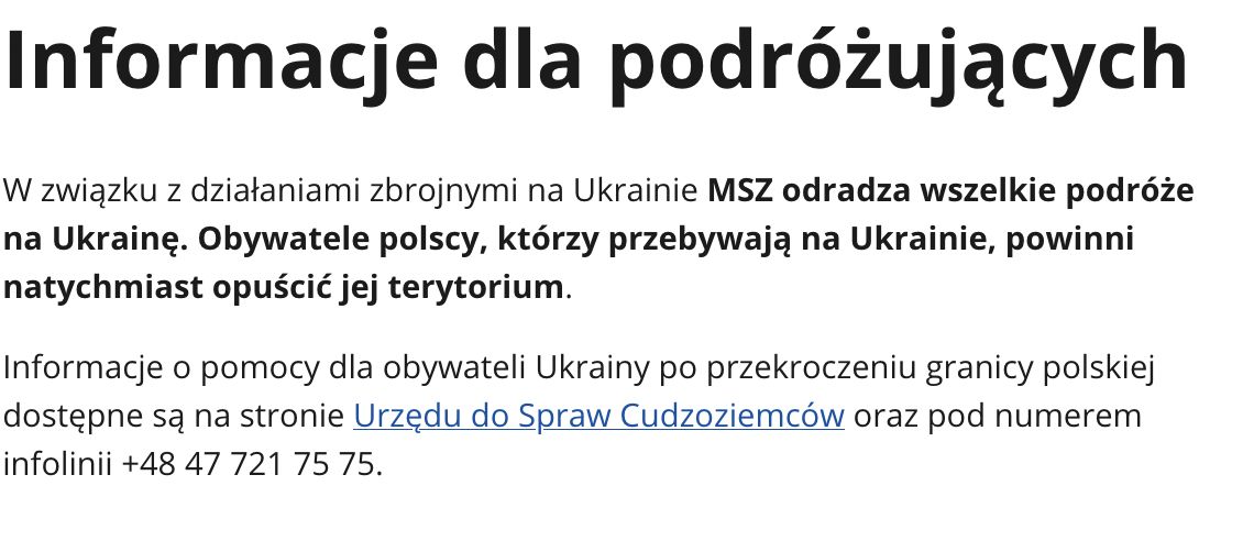 MSZ odradza podróże do Ukrainy