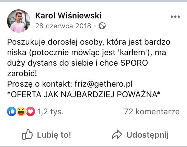 "Legendarne" ogłoszenie Friza