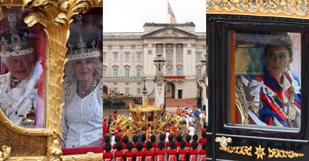 Król Karol III z Camillą oraz William i Kate z pociechami mkną karetami do Pałacu Buckingham (ZDJĘCIA)