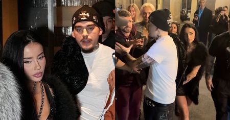Fagata i amerykański raper wychodzą za rękę z hotelu w Paryżu. Otoczył ich tłum fanów i fotoreporterów (WIDEO)
