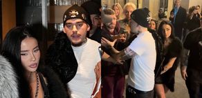 Fagata i amerykański raper wychodzą za rękę z hotelu w Paryżu. Otoczył ich tłum fanów i fotoreporterów (WIDEO)