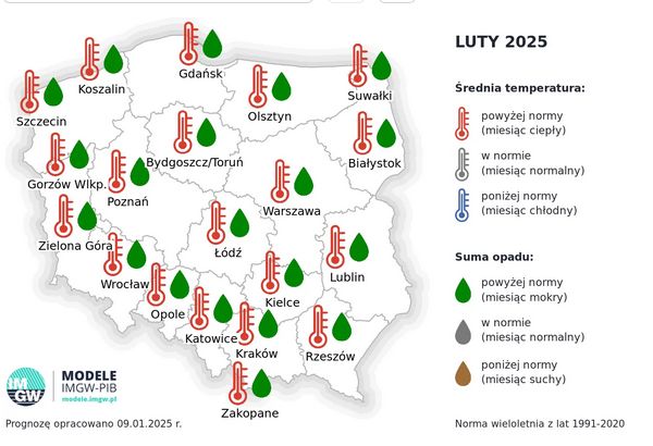 Prognoza IMGW na luty