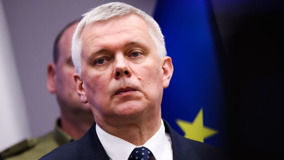 Tomasz Siemoniak, Ministry of the Interior and Administration , holds a press conference in Krakow, Poland on March 27, 2025 (Photo by Beata Zawrzel/NurPhoto via Getty Images)