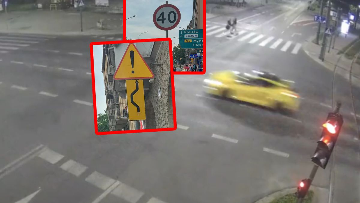 Na drodze jest ograniczenie prędkości do 40 km/h. Nie brakuje też innych znaków