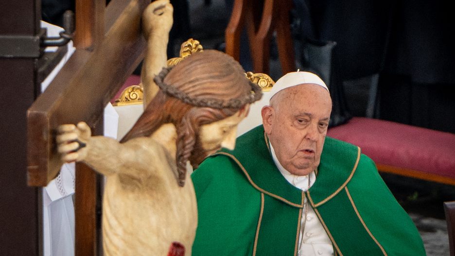 VATICAN - 2025/02/09: Pope Francis presides over a Mass for the Jubilee of the Armed Forces in St. Peter's Square. (Photo by Stefano Costantino/SOPA Images/LightRocket via Getty Images)