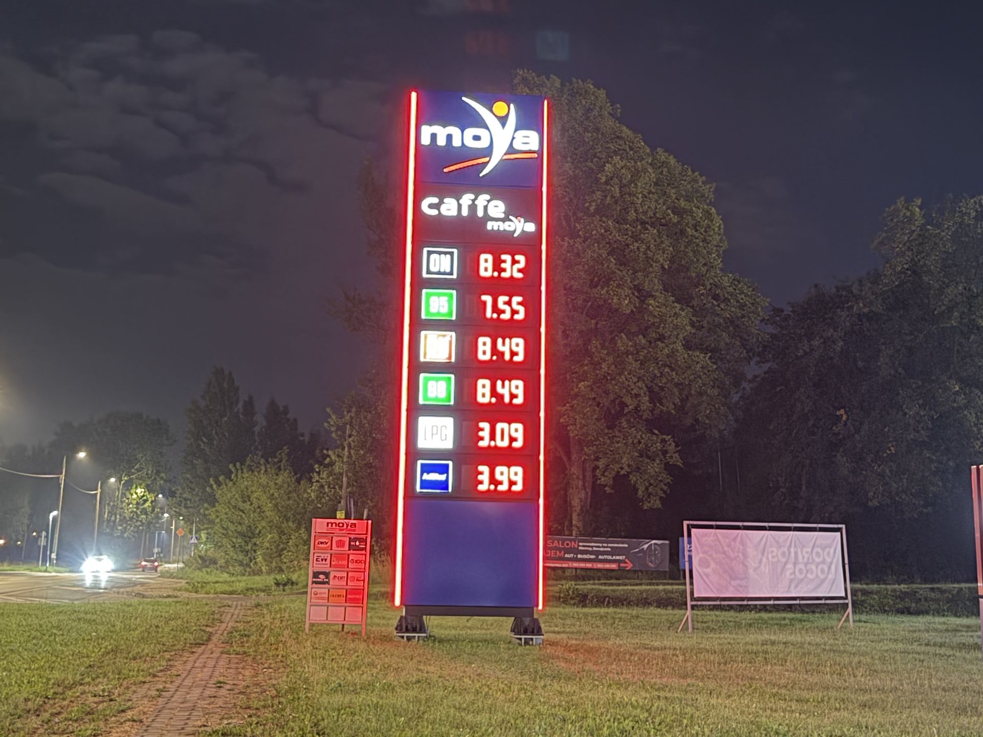 Ceny na stacji Moya przy ul. Chełmżyńskiej w Warszawie 1.09