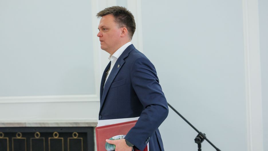 Warszawa, 19.11.2024. Marszałek Sejmu Szymon Hołownia podczas konferencji prasowej w Sejmie w Warszawie, 19 bm. Rozpoczęło się 22. posiedzenie Sejmu RP. (ad) PAP/Rafał Guz