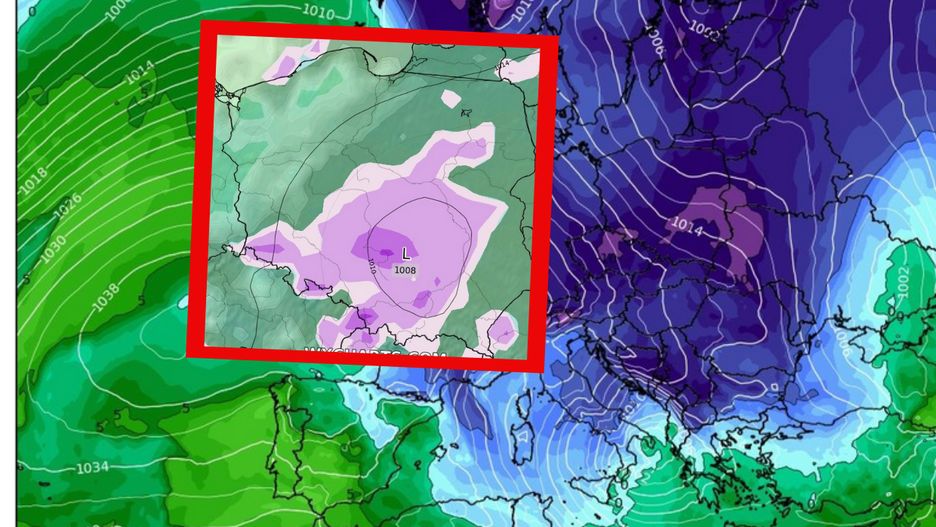 Mapa temperatury i opadów śniegu na pierwszy dzień Bożego Narodzenia