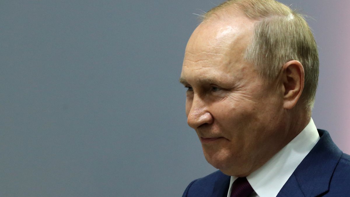 MOSCOW, RUSSIA - JULY 20: (RUSSIA OUT) Russian President Vladimir Putin smiles during the Powerful Ideas For New Times Forum on July 20, 2022 in Moscow, Russia. Putin takes part in the economic forum, hosted by the Agency for Strategic Initiatives (ASI). (Photo by Contributor/Getty Images)