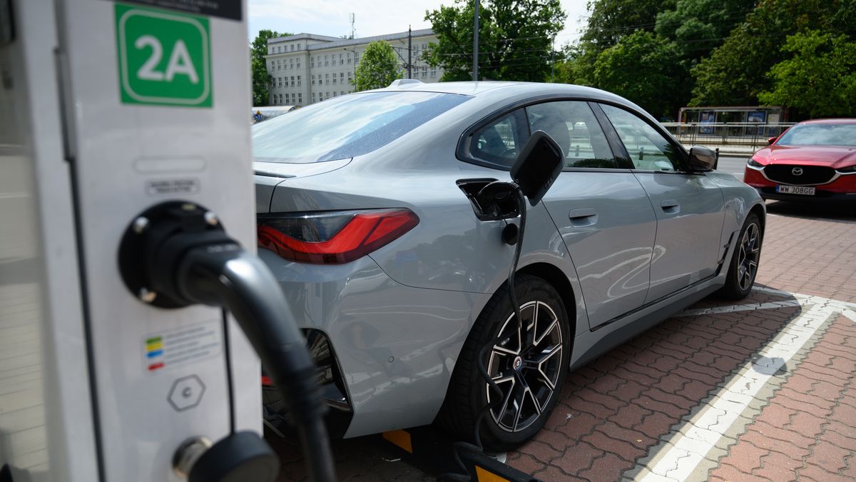 Electric Vehicles Charging Station In Warsaw.
An electric car is recharging at an EV (Electric Vehicle) charging station in Warsaw, Poland, on July 4, 2024. (Photo by Aleksander Kalka/NurPhoto via Getty Images)
NurPhoto
electric vehicle charging., clean energy, trade, electric vehicle market, nurphoto, electric vehicle adoption, warszawa, polen, eco-friendly, tariffs, environmental impact, infrastructure, power plug, automotive, battery-powered, e-car, future transportation, ev, electric mobility, electric vehicle technology, recharging, public charging, sustainability, warschau, aleksander kalka, green energy, polska, urban mobility, july 4, charging station, electric vehicle infrastructure