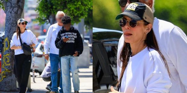 Dawno niewidziana Sandra Bullock "przyłapana" podczas spaceru z synem i w asyście ochroniarza (ZDJĘCIA)