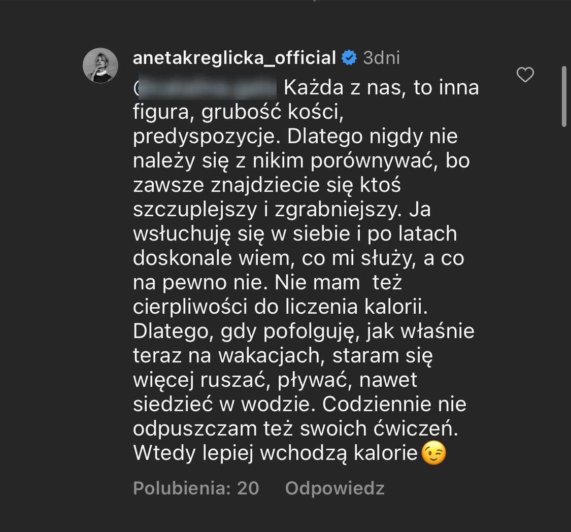 Aneta Kręglicka zdradza, ile waży