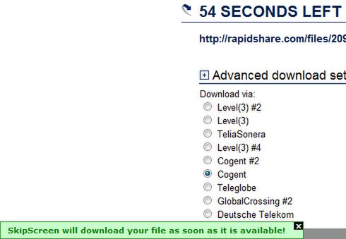 SkipScreen automatycznie ściągnie pliki z rapidshare za Ciebie! 3