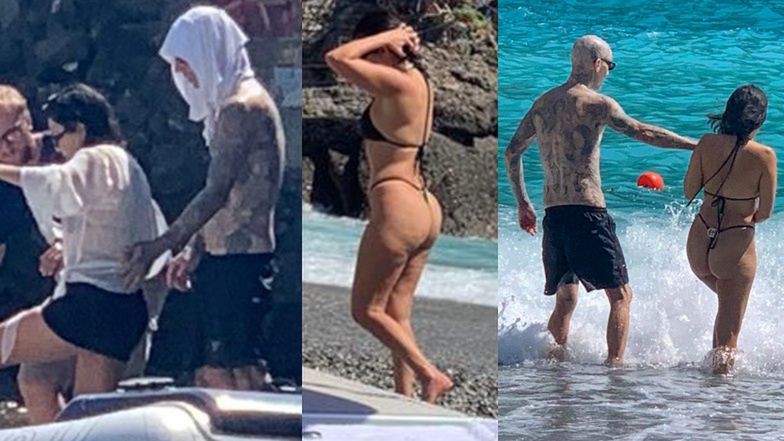 Kourtney Kardashian W BIKINI i Travis Barker pielęgnują uczucie na włoskiej plaży (ZDJĘCIA)