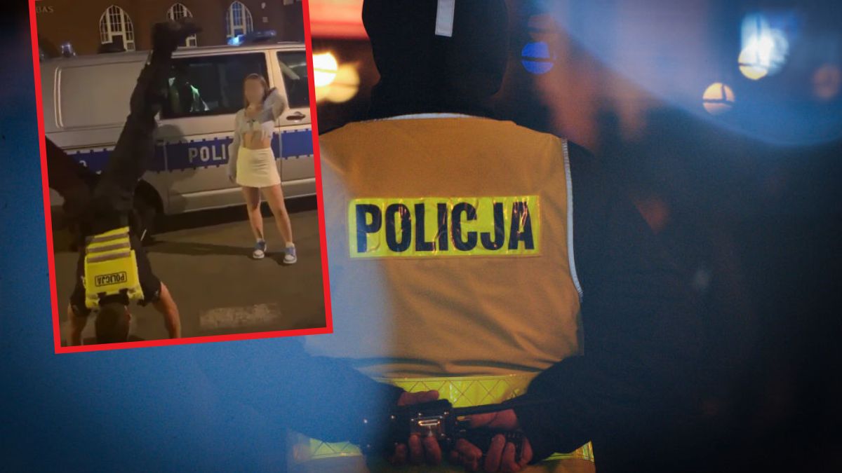 Policjant tłumaczy, dlaczego stanął na rękach