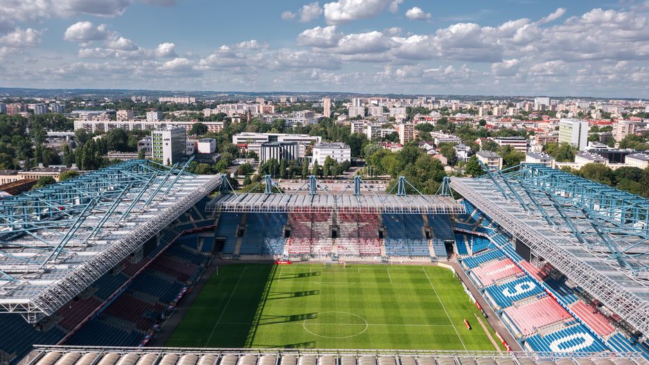 kraków, poland, stadium, football, fc, aerial, aerial view, cityscape, architecture, city, cracow, downtown, drone, europe, field, football club, landmark, landscape, outdoor, panorama, panoramic, skyline, sport, street, summer, travel, urban, view, wisla