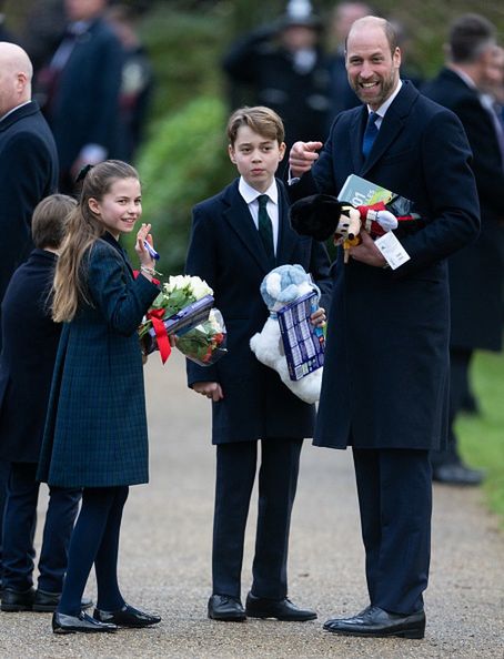 The British Royal Family Attend The Christmas Morning Service
SANDRINGHAM, NORFOLK - DECEMBER 25: Prince Louis of Wales, Princess Charlotte of Wales,  Prince George of Wales and Prince William, Prince of Wales attend the Christmas Morning Service at Sandringham Church on December 25, 2024 in Sandringham, Norfolk. (Photo by Samir Hussein/WireImage)
Samir Hussein